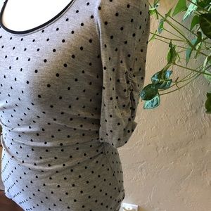 WHBM Gray with Black Polka Dots Top